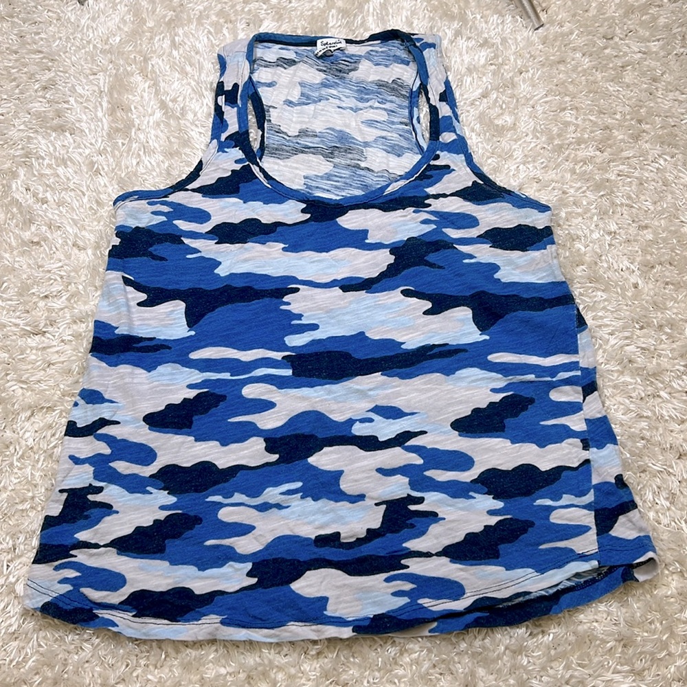 SPLENDID || Blue Camo Racerback Tank Top
